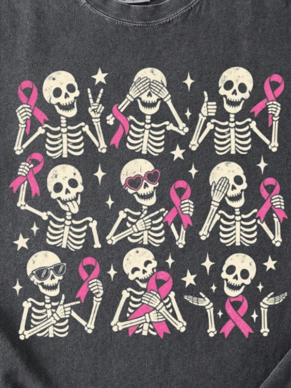 Pepper Graphic Skeleton Ribbon Tee - Pink Ribbon Design - Picture 2 of 3